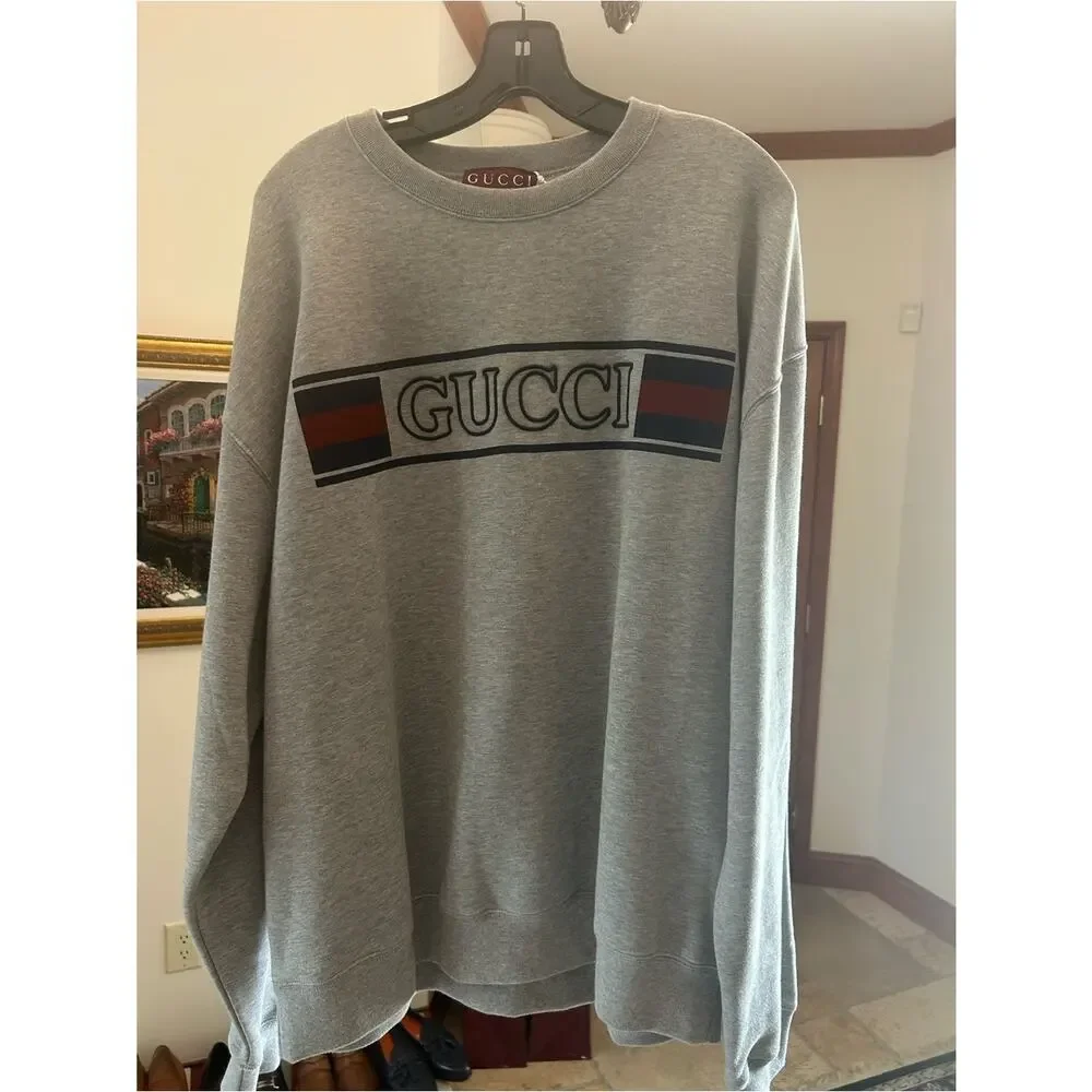 Men's Gucci jersey cotton sweatshirt prominent retro style embroidery size xxxl